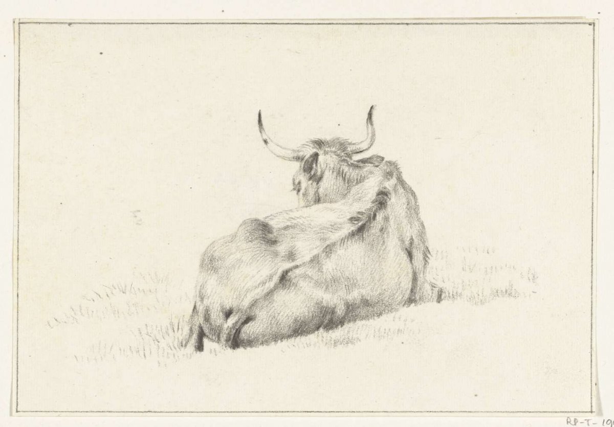 Reclining cow, seen from behind, Jean Bernard, c. 1815