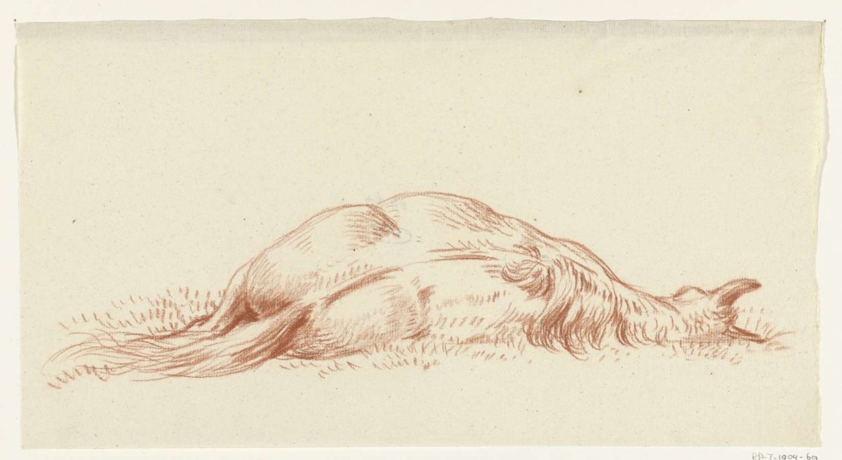 Reclining horse, seen from the back, Jean Bernard, 1775 - 1833
