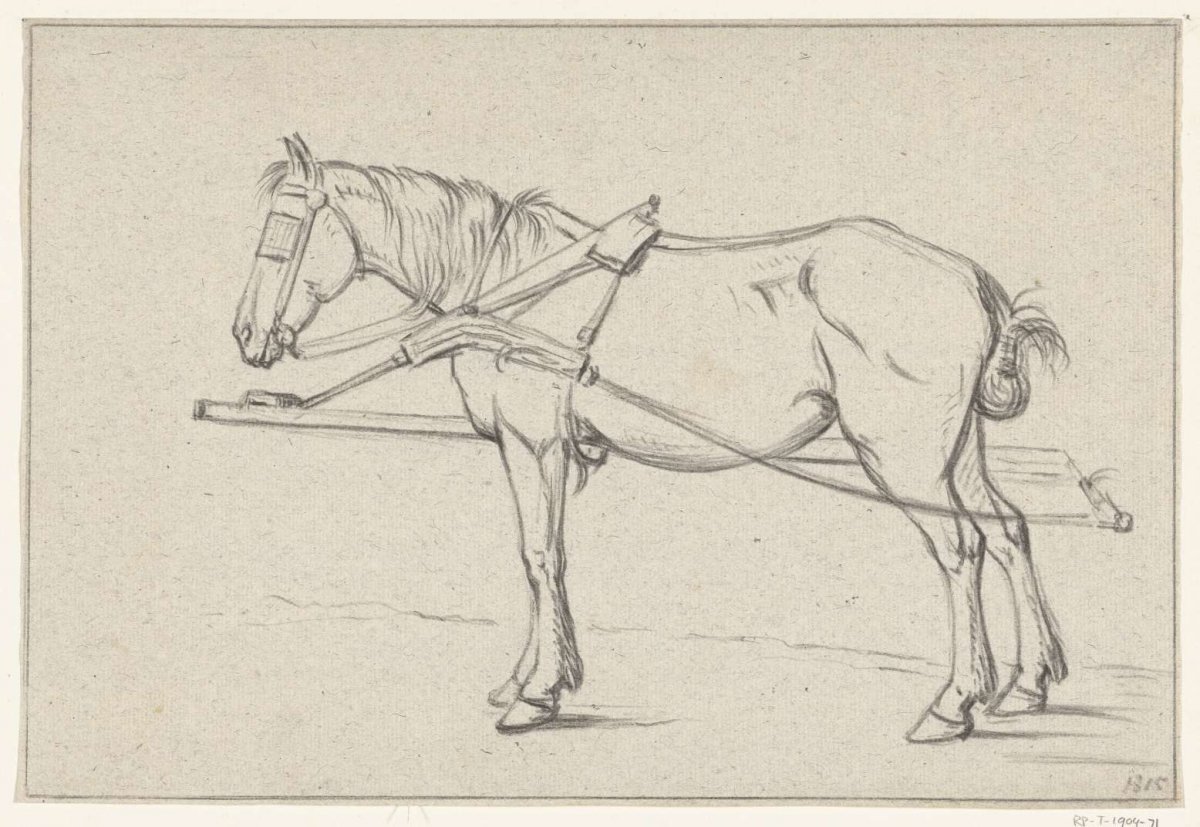 Standing harnessed horse, to the left, Jean Bernard, 1815