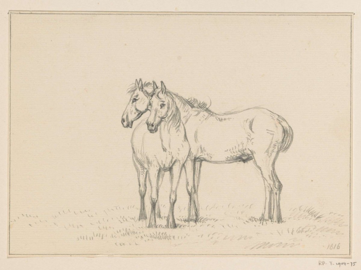 Two horses standing together, Jean Bernard, 1816
