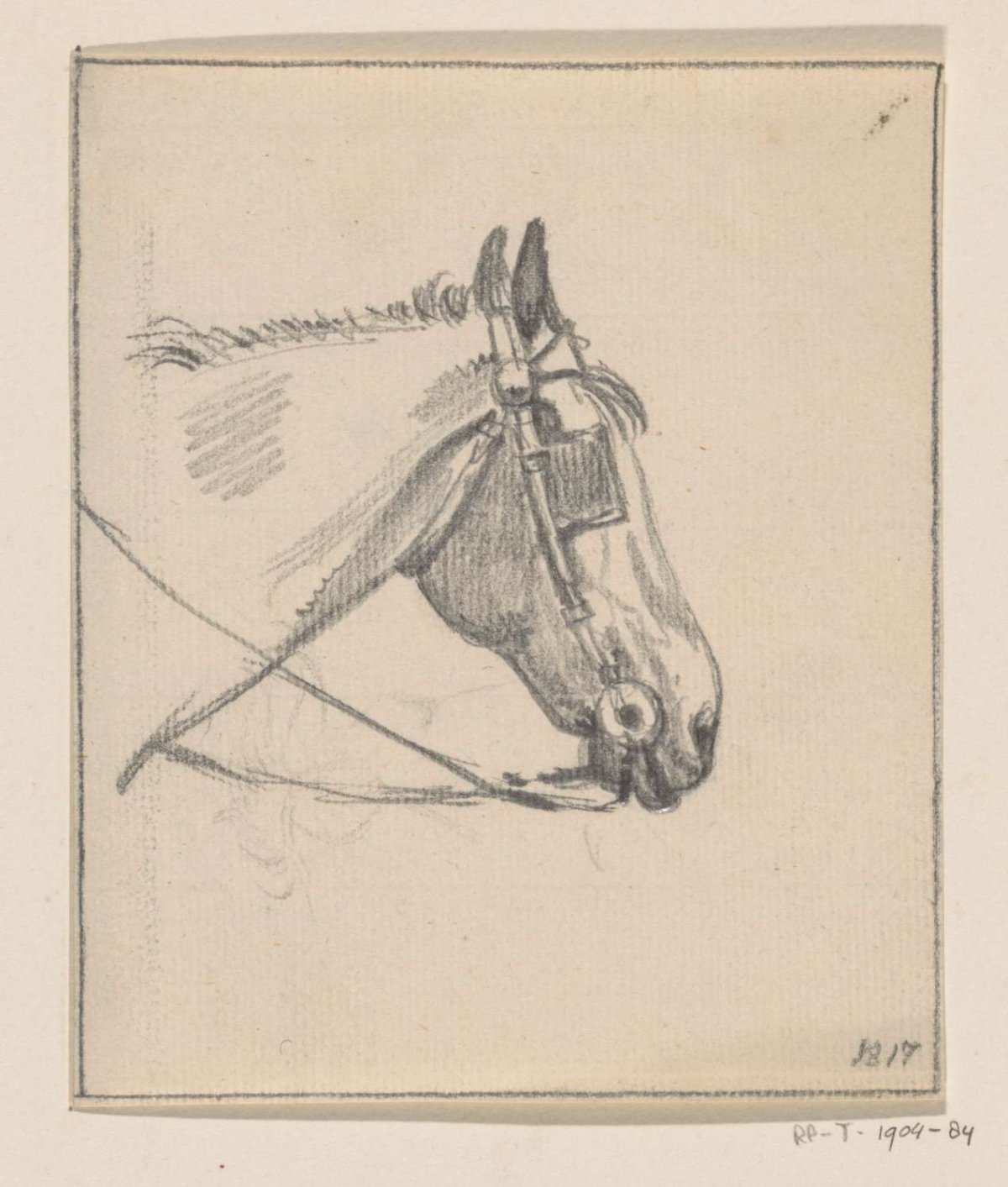 Head of a horse with blinkers, to the right, Jean Bernard, 1817