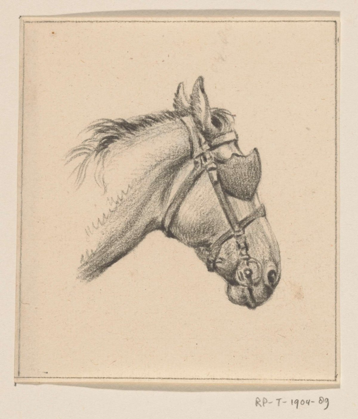 Head of a horse with blinkers, to the right, Jean Bernard, c. 1815