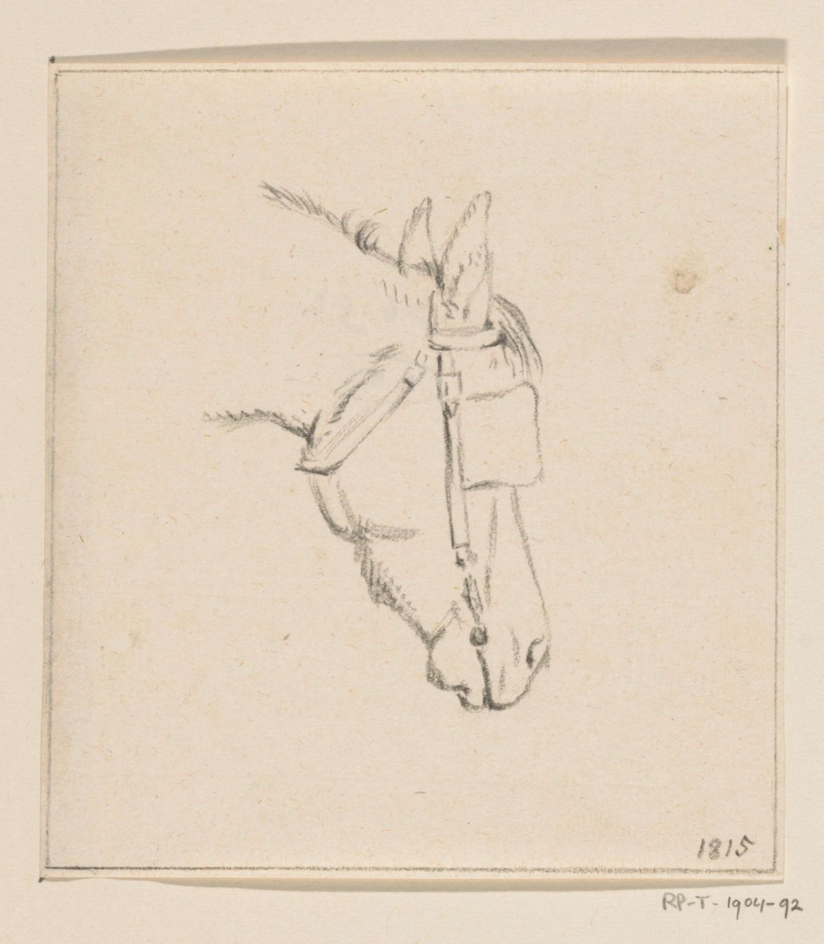 Head of a horse with blinkers, to the right, Jean Bernard, 1815