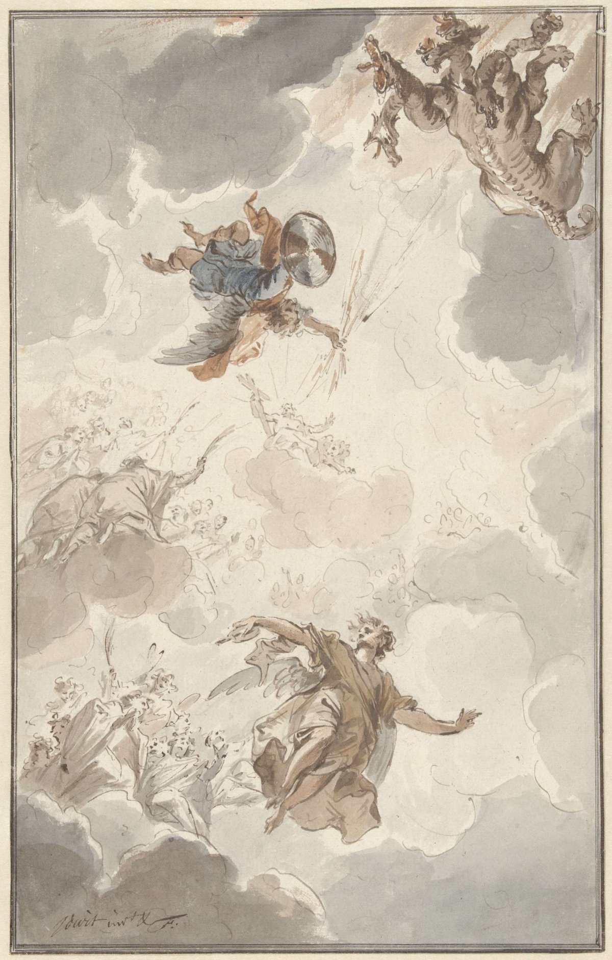 Archangel Michael defeats the dragon, Jacob de Wit, 1720