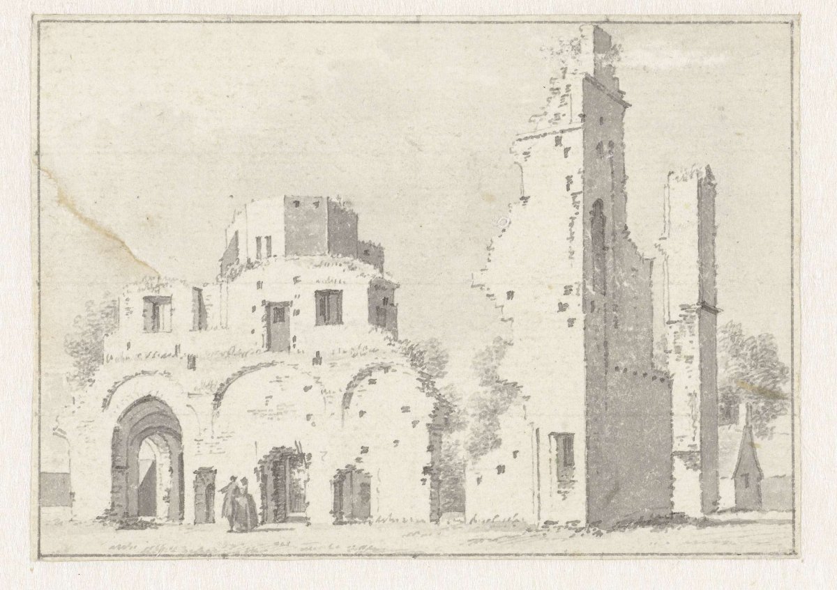 The ruins of the Abij at Rijnsburg, Cornelis Pronk, 1725 - 1745