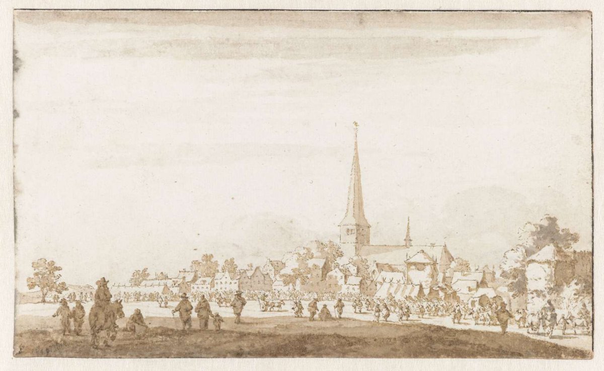 Paardenmarkt te Valkenburg, Jan de Bisschop, 1649