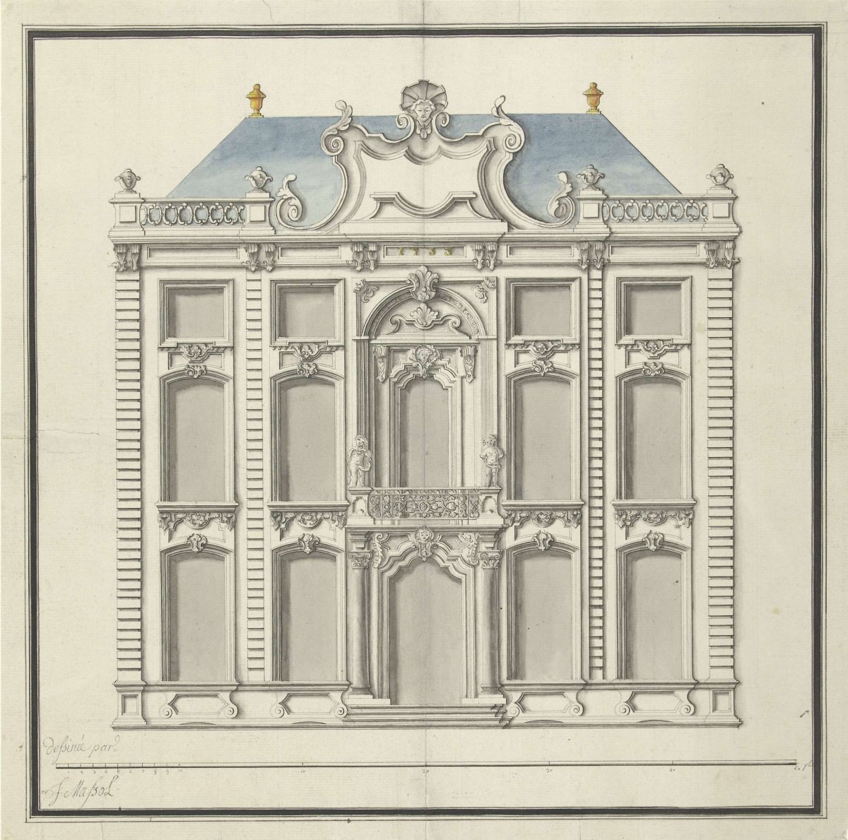 First name residence with flat sidewalk, Joseph Massol, 1752 - 1767