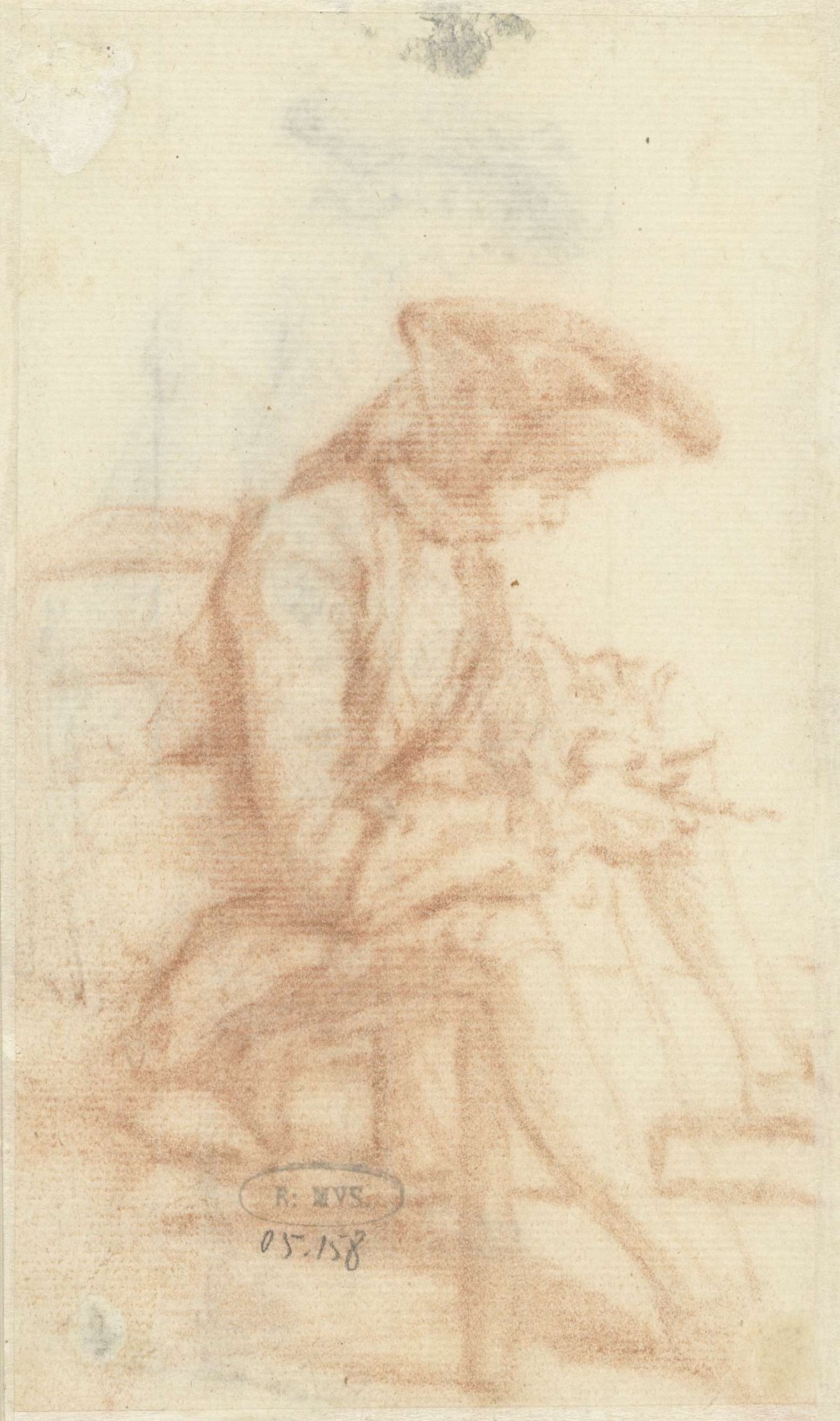 Seated man, Simon Fokke, c. 1710 - c. 1779