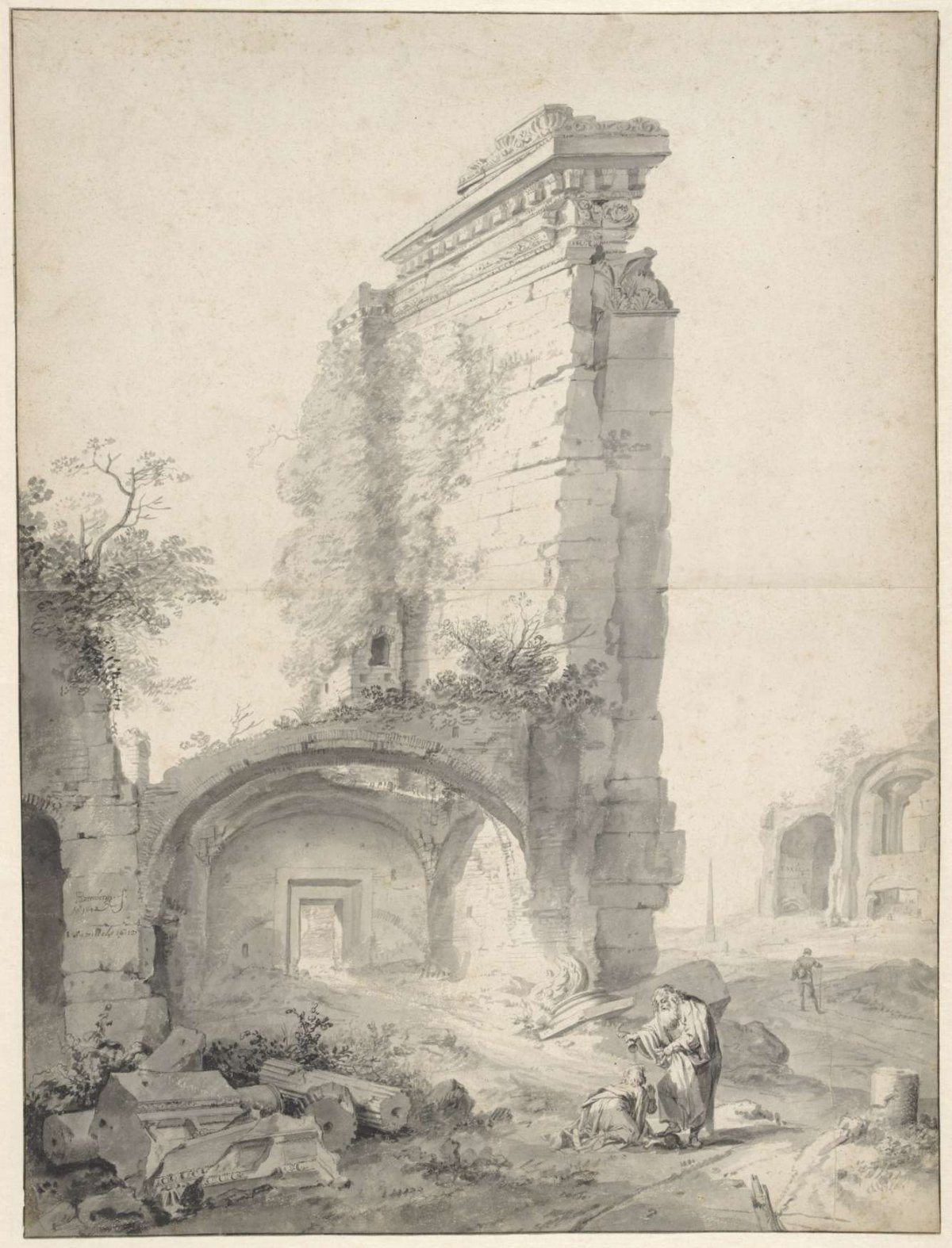 The anointing of David among ruins of the Roman Forum, Bartholomeus Breenbergh, 1642