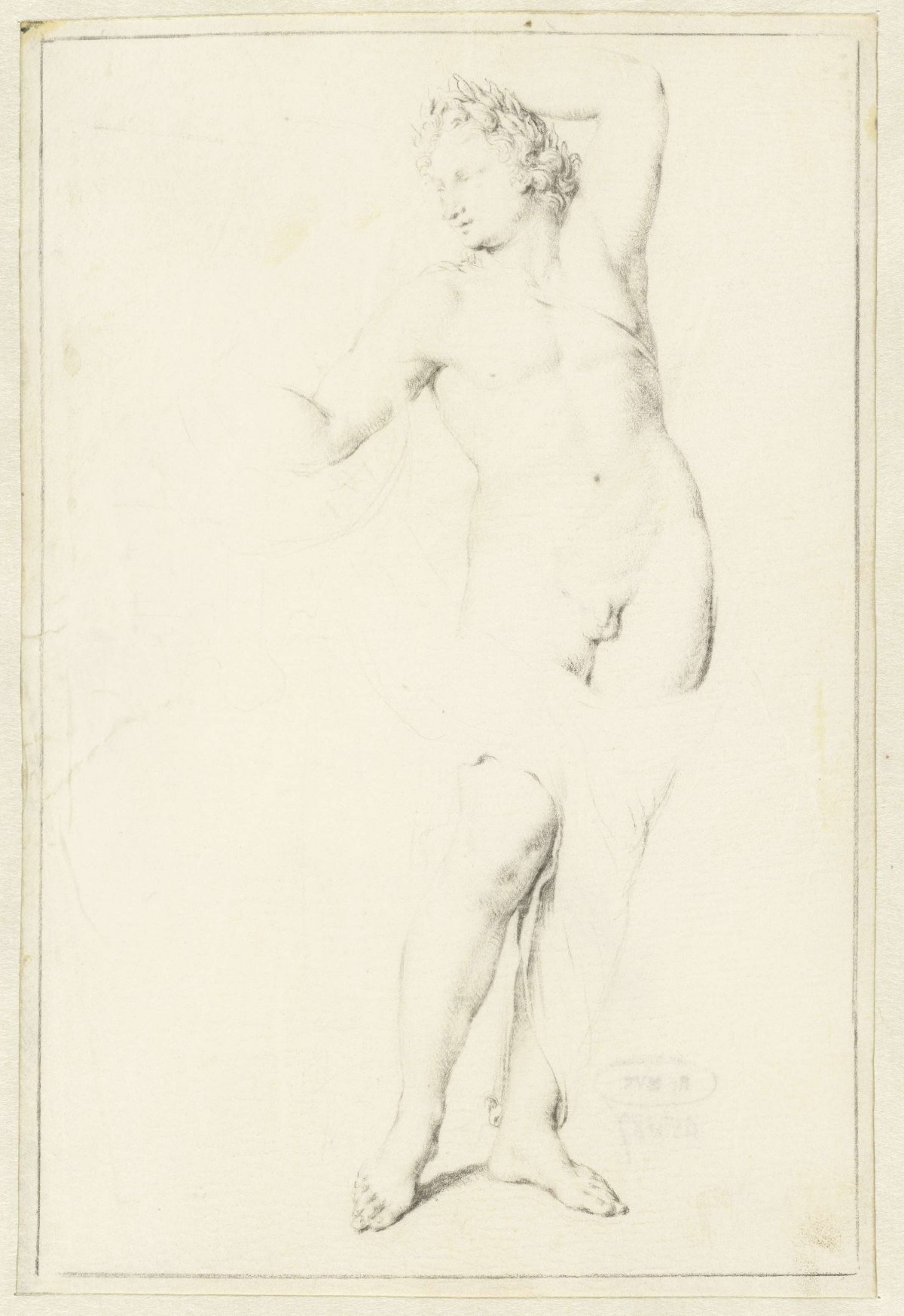 Standing Apollo, the left arm raised, Willem van Mieris, 1672 - 1747