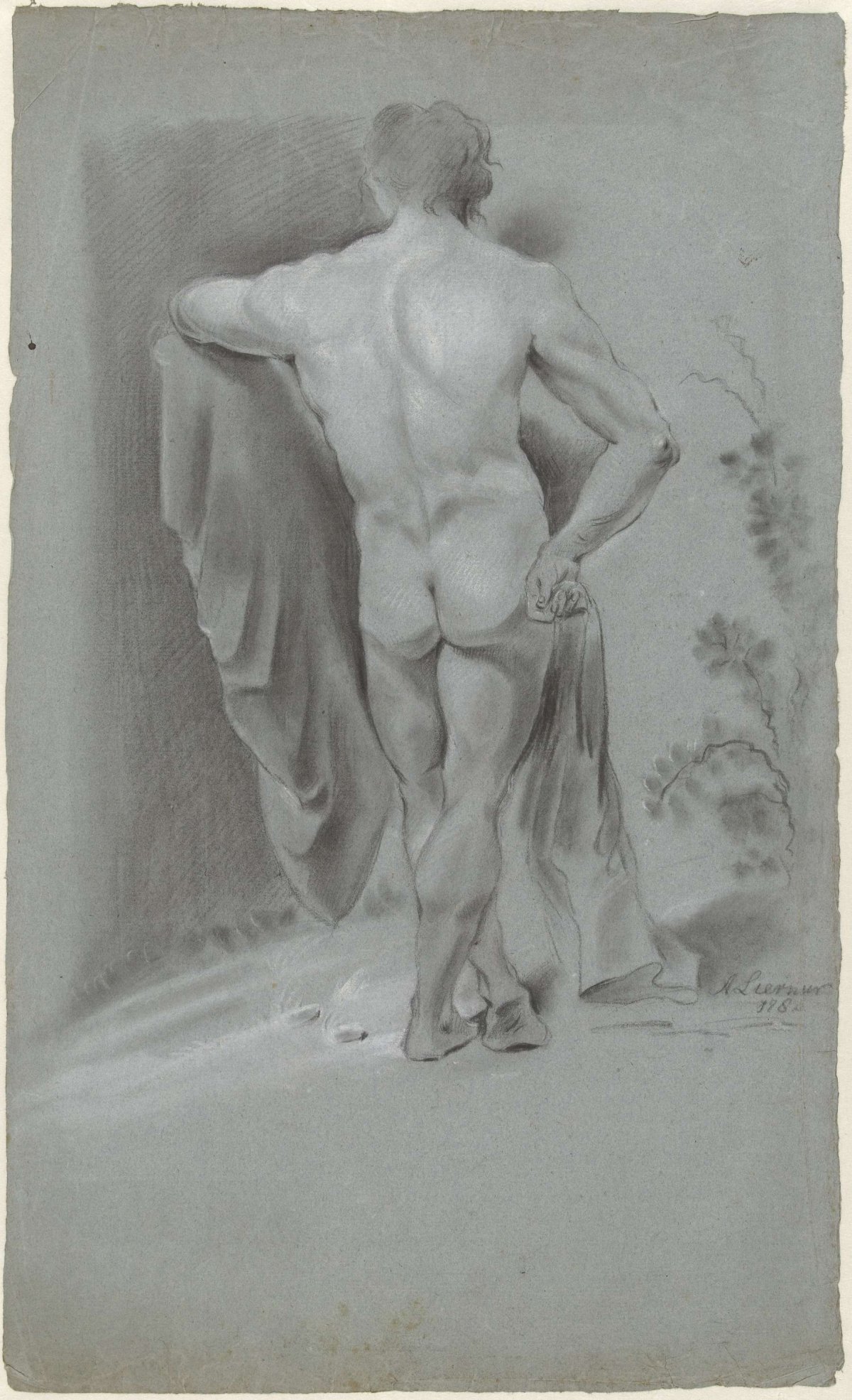 Standing male nude, viewed from the back, Alexander Liernur, 1788