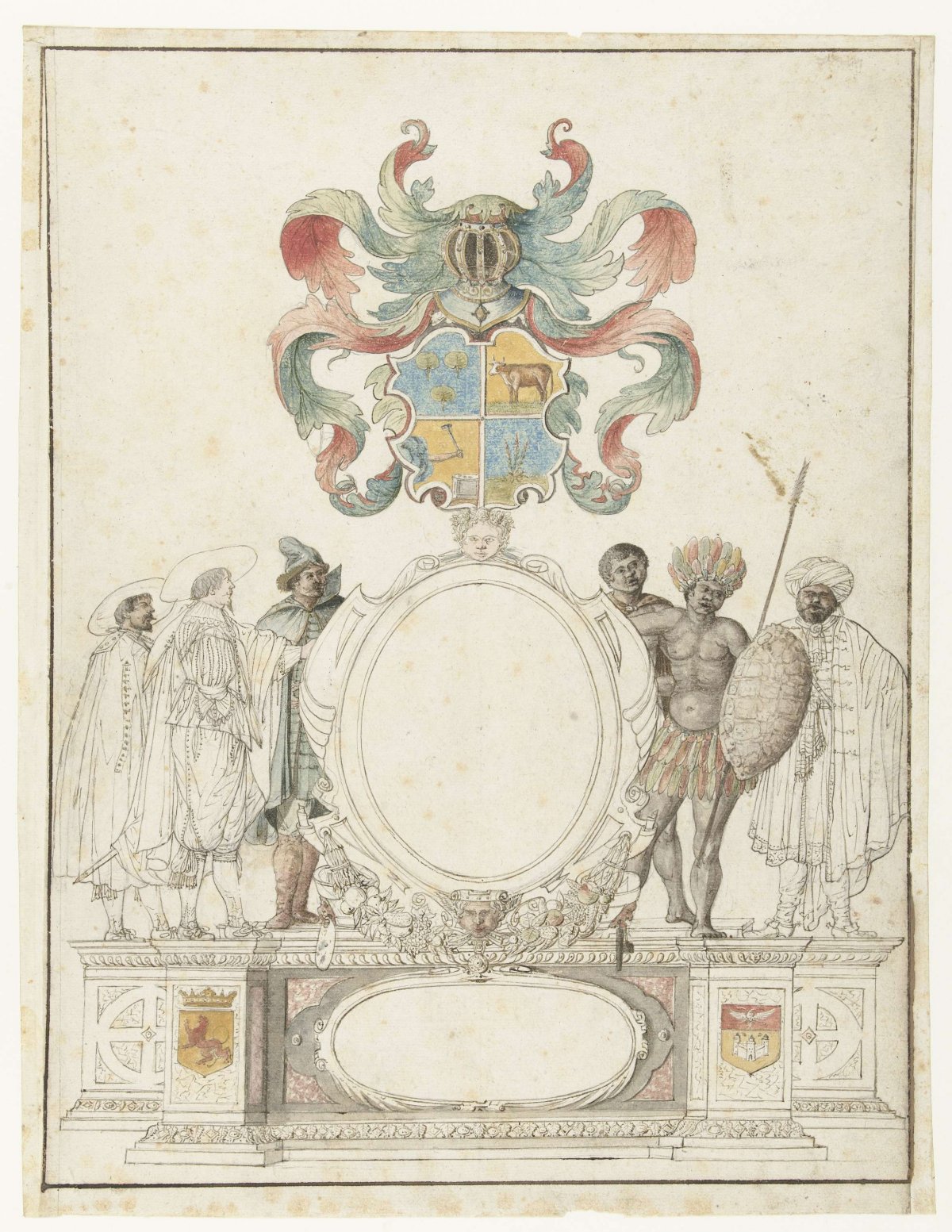 Cartouche for a map, Crispijn van de Passe (I), 1574 - 1637