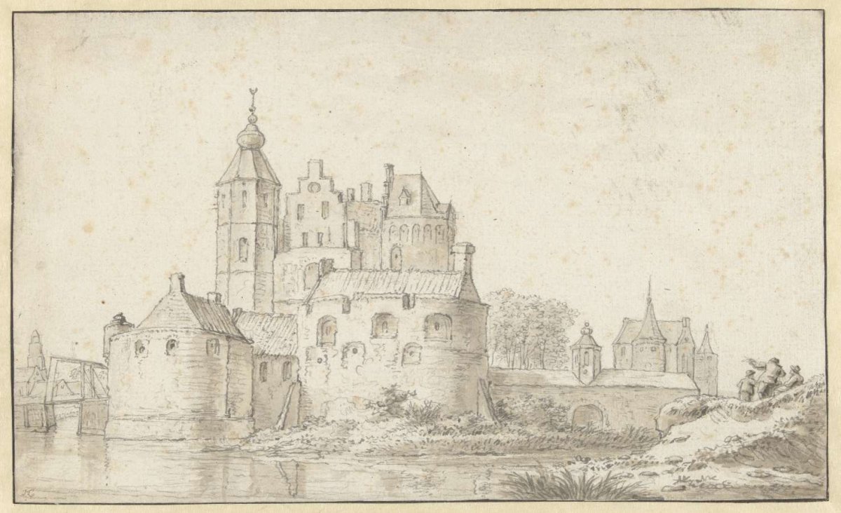 View of a castle near a town, Herman Saftleven, 1619 - 1685