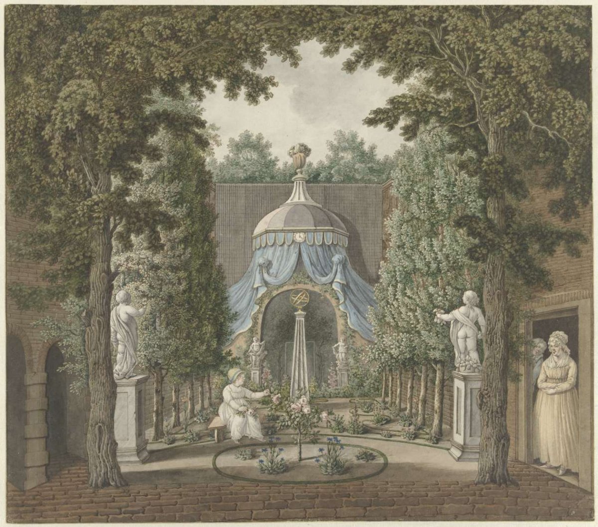 Theatre Scene in a City Garden, Barend Hendrik Thier, 1753 - 1811