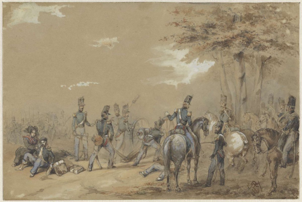 Infanterie in gevecht, Charles Rochussen, c. 1824 - c. 1894