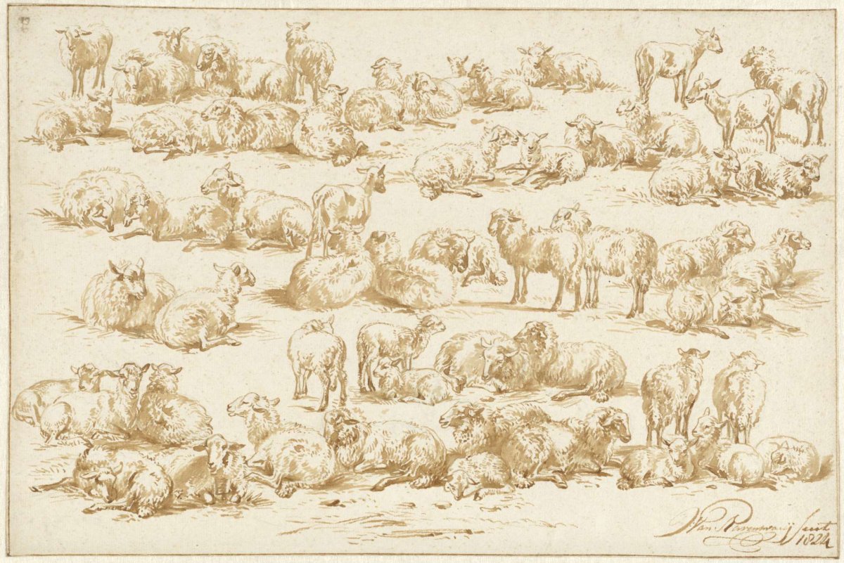 Studies of sheep, Jan van Ravenswaay, 1824