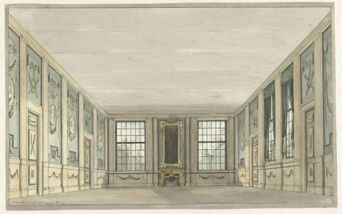Design for a stage set of an interior, Pieter Barbiers (I), 1779
