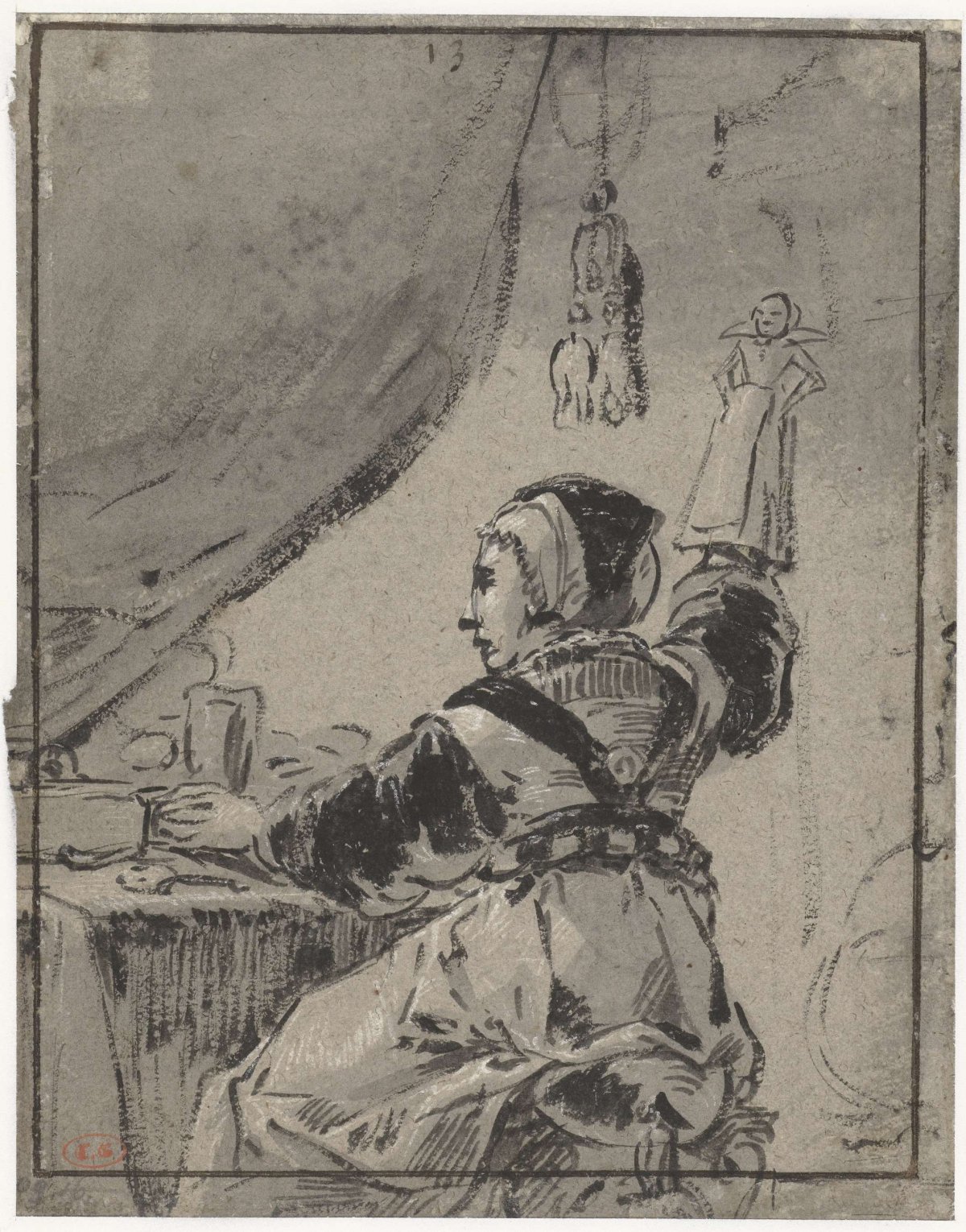 Woman with a doll, Leonaert Bramer, 1606 - 1674