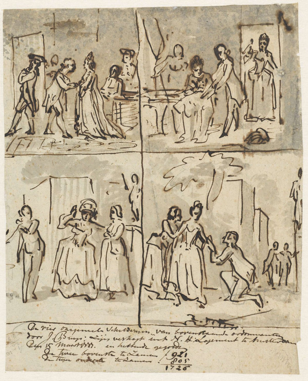 Sketch of four paintings, Jurriaan Andriessen, 1777