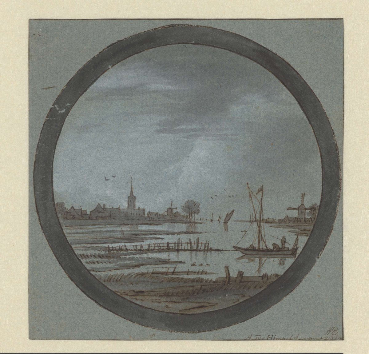 River with ships, Aarnout ter Himpel, 1670 - 1679