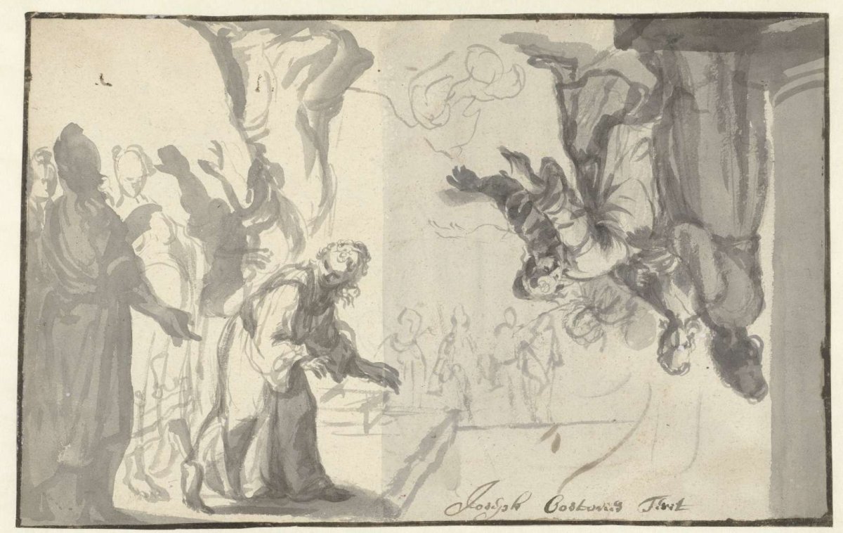 Two studies of a group of women, Joseph de Coster, 1600 - 1699