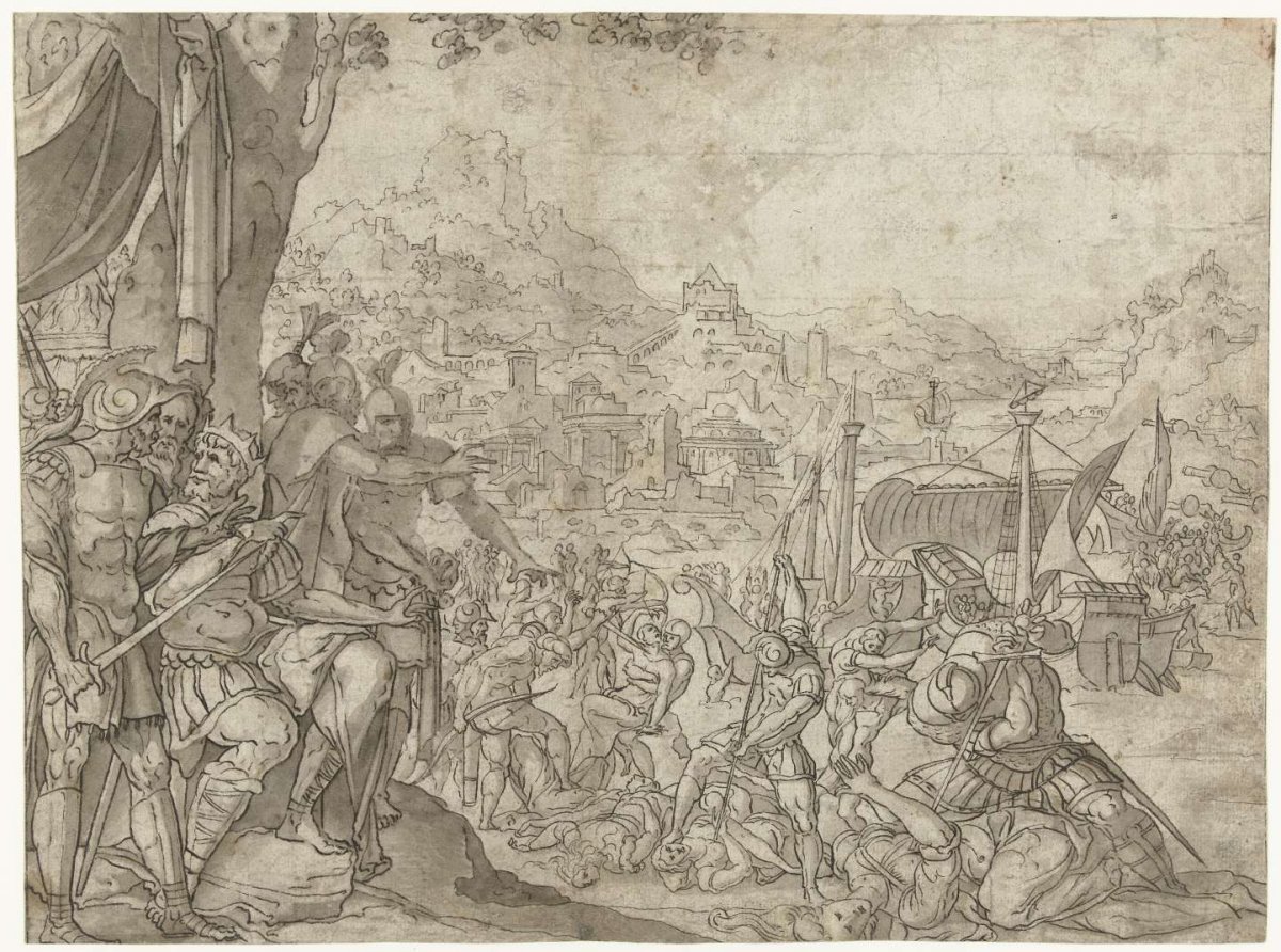 Martyrdom of St. Ursula and the eleven thousand virgins, anonymous, c. 1550