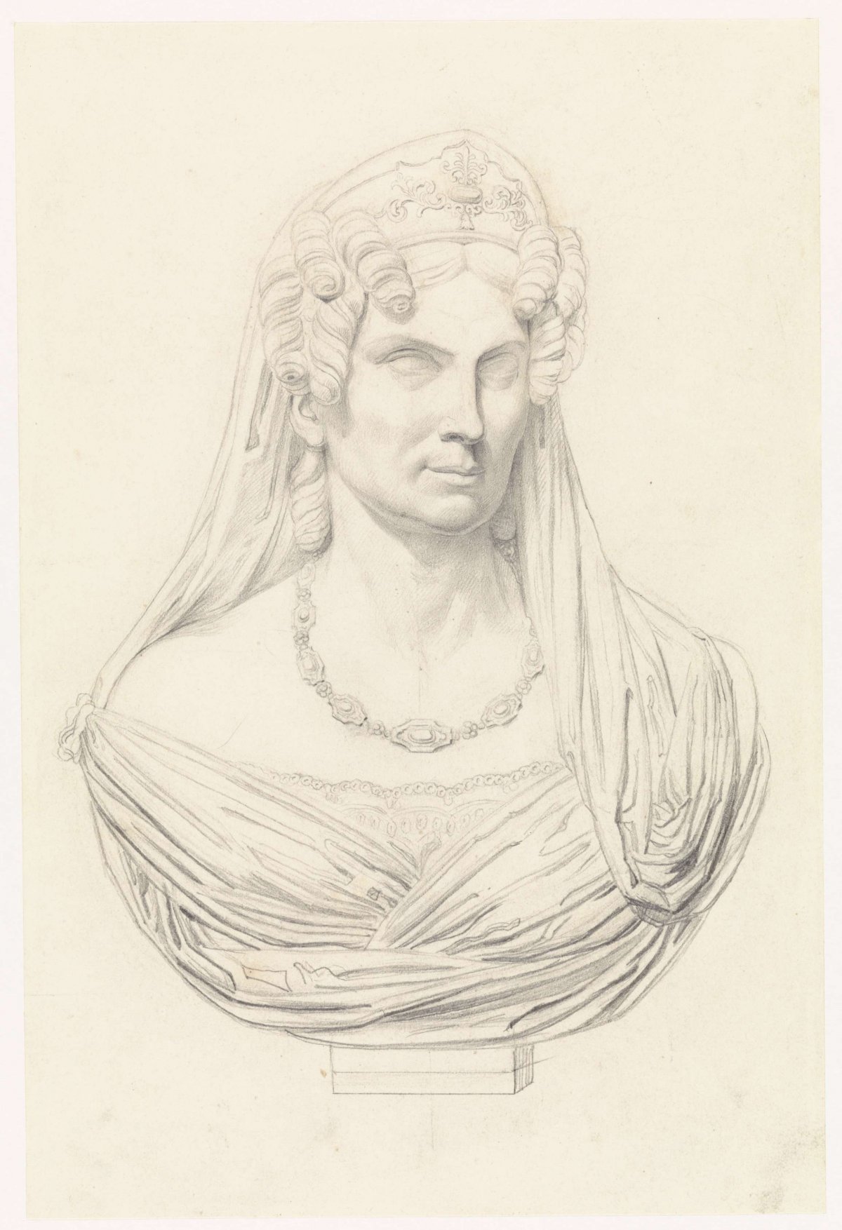 Bust of Wilhelmina of Prussia, Henricus Wilhelmus Couwenberg, 1838 - 1845