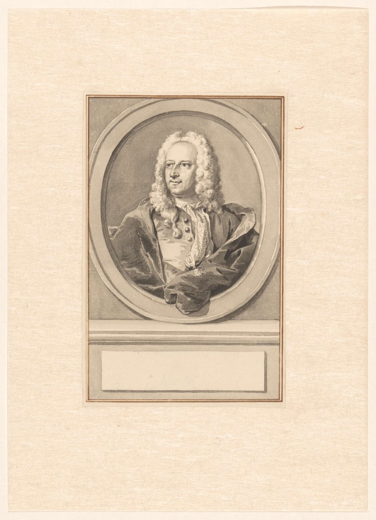 Portrait of Abraham van Hoey, in oval, facing left, Aert Schouman, 1720 - 1792