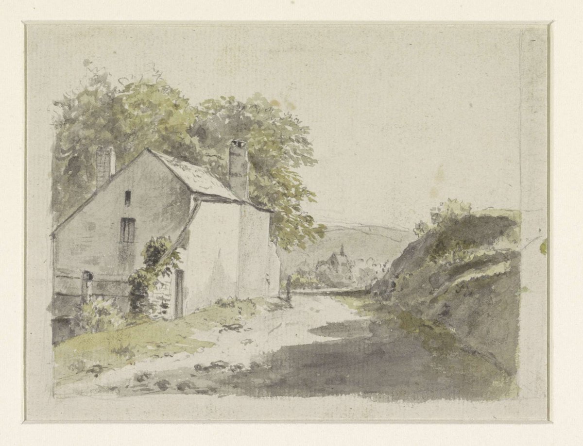 Landscape with house by road, Hendrik Jozef Franciscus van der Poorten, 1799 - 1814