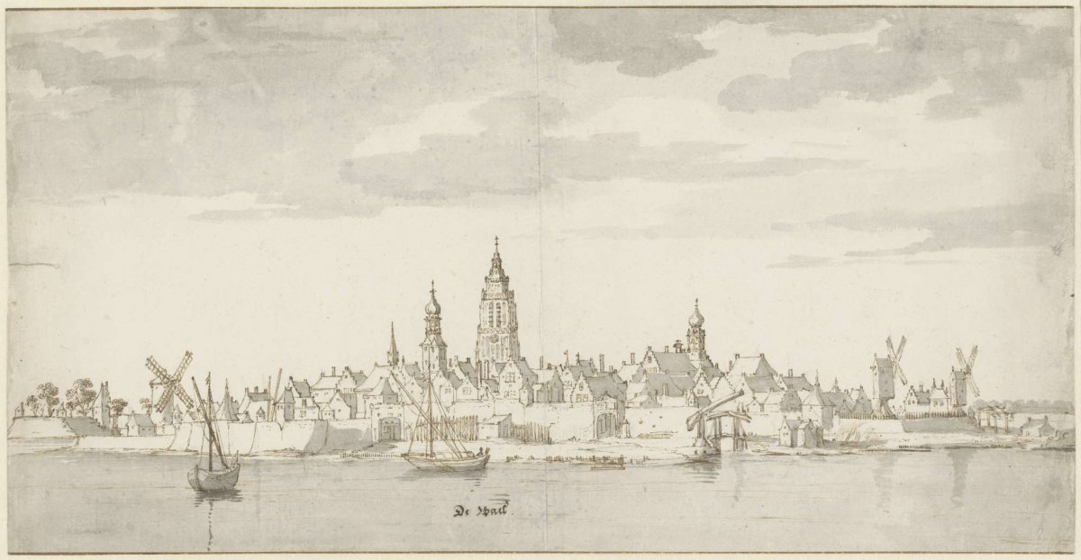 View across the river Waal at Zaltbommel, Valentijn Klotz, 1669 - 1716