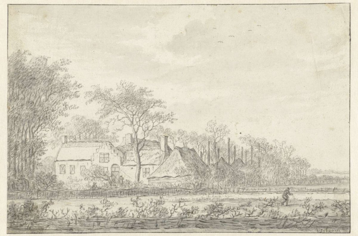 Farmstead nestled among trees, Adriaen Hendriksz. Verboom, 1638 - 1675