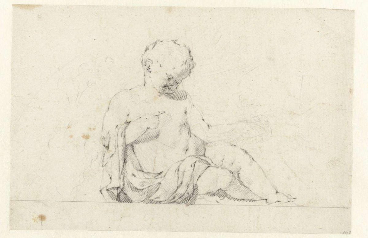 Study of a seated child, Jan Hoogsaat, 1664 - 1730