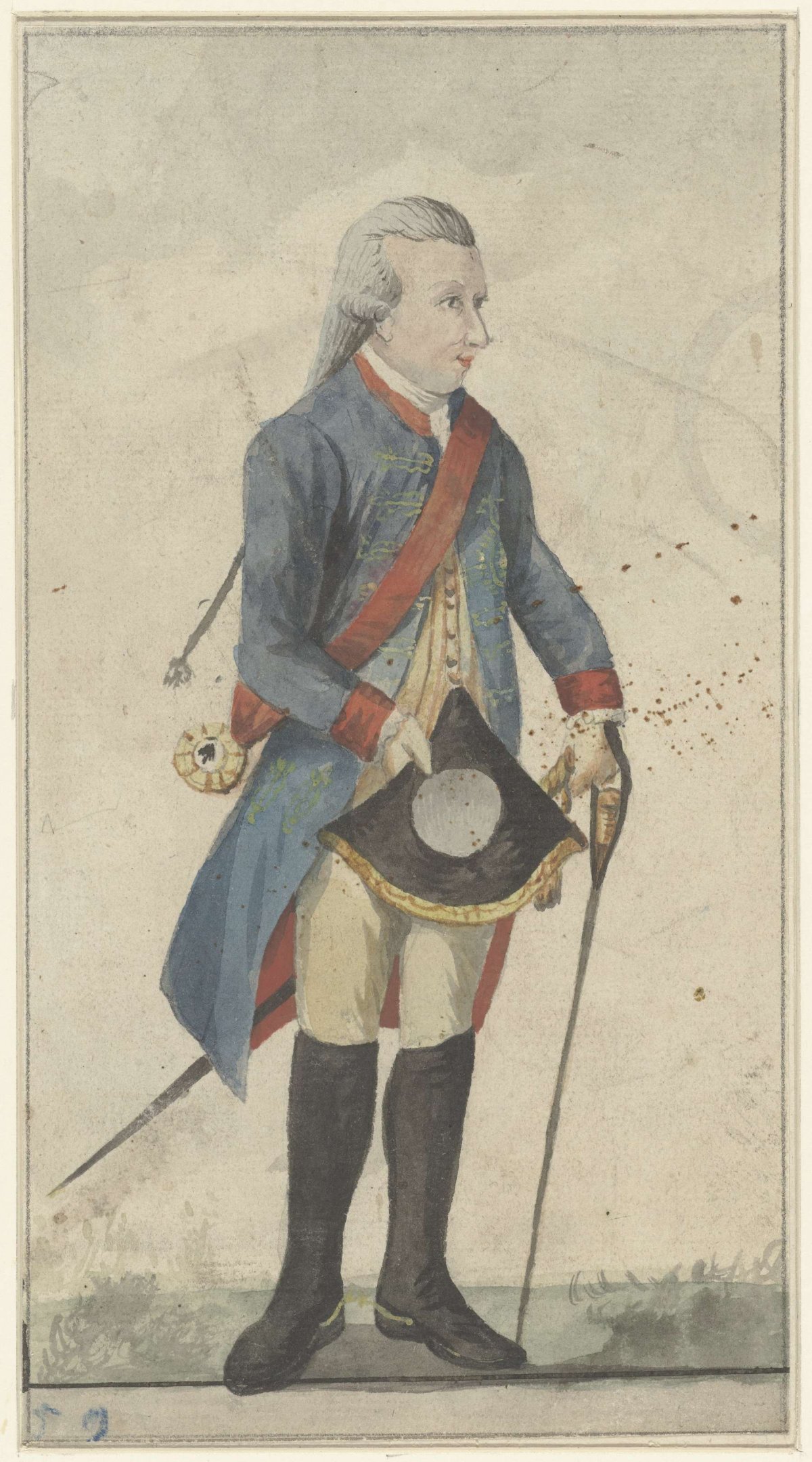 Man with stitch and blue coat (Louis Ernst Duke of Brunswick Wolffenbüttel?)., anonymous, 1700 - 1800