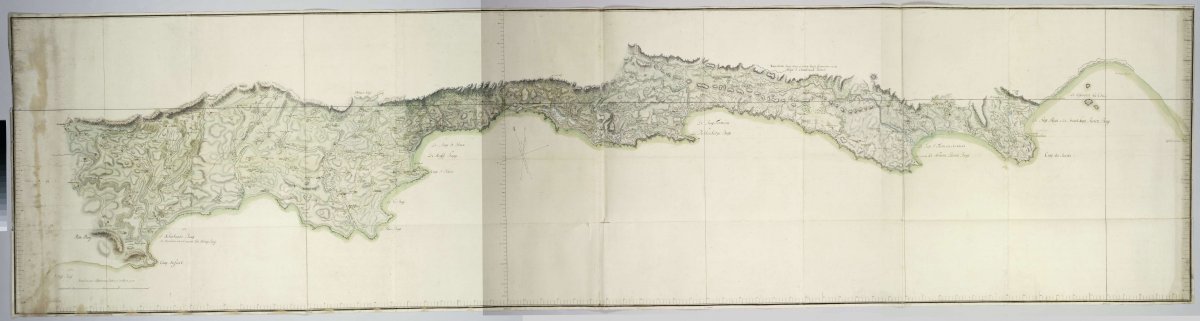 Map of the south coast of South Africa between Cape Agulhas and the Sundays River, Robert Jacob Gordon, after 1789 - 1790