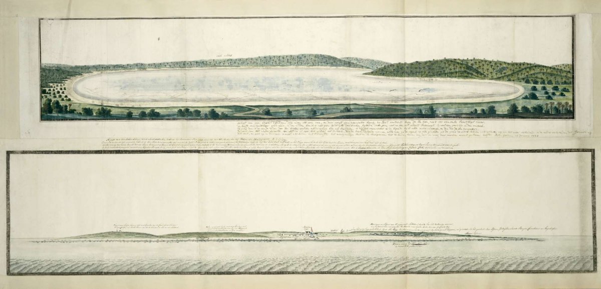 View of Robben Island from the east, from a distance of about 225 metres from the bank, Robert Jacob Gordon, 1777