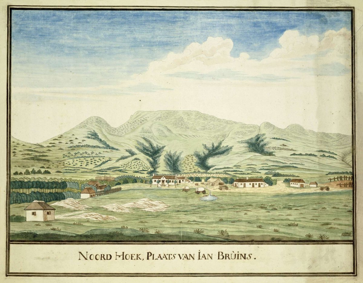 View of the farm of Jan Bruins at Noordhoek, Robert Jacob Gordon, c. 1777 - 1786
