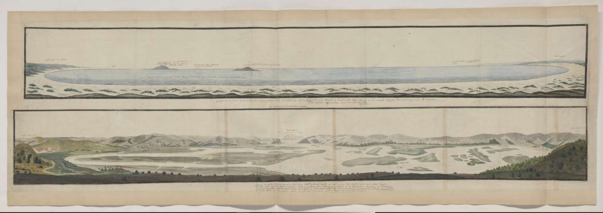 Panorama of the Knysna River and the defile through which it flows into the sea., Robert Jacob Gordon, 1778 - 1779