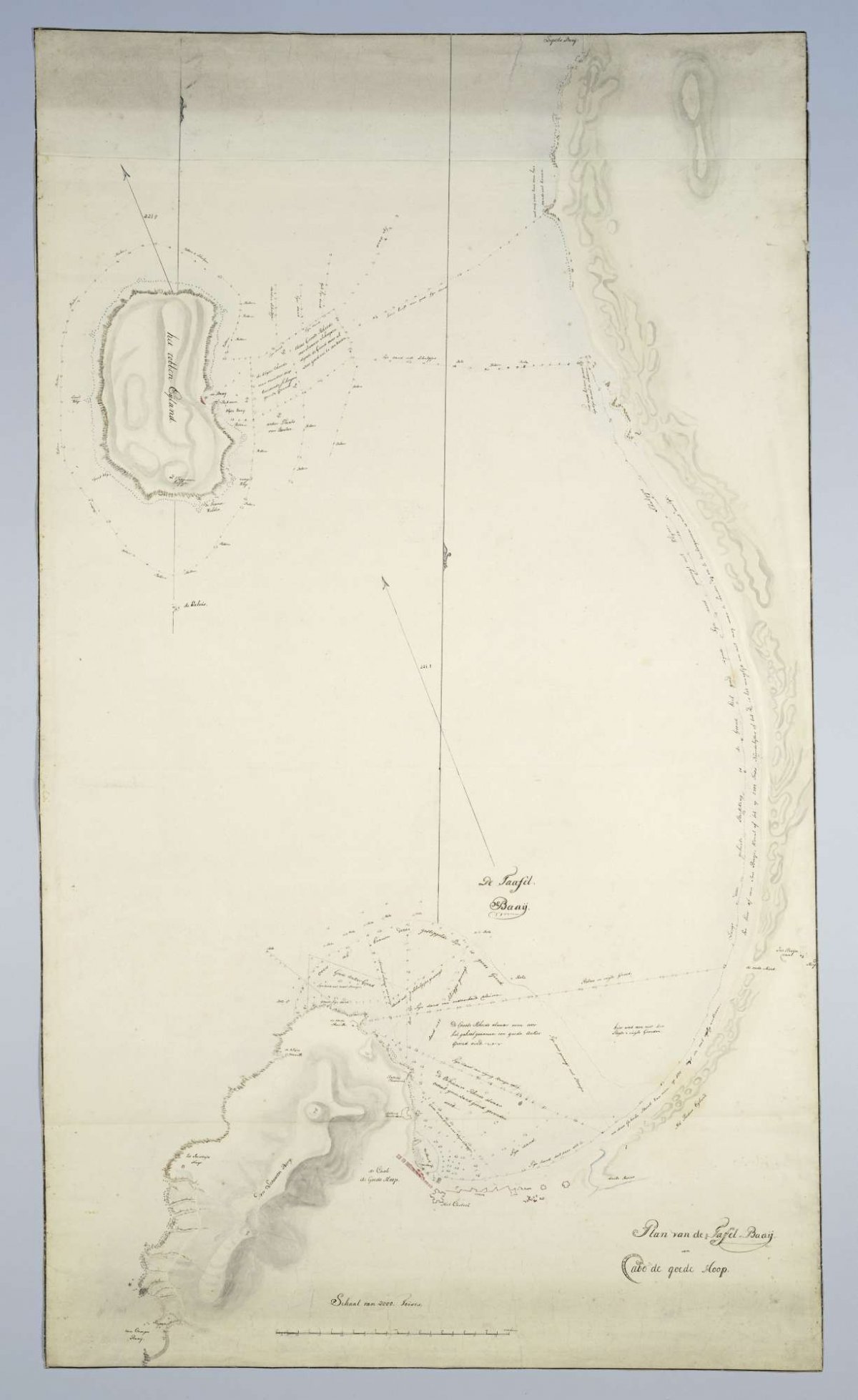 Map of Table Bay and Robben Island, Robert Jacob Gordon, c. 1788