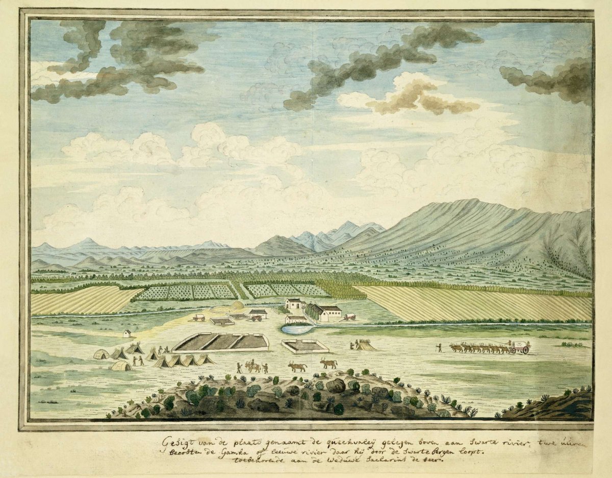 Kweekvlei,the stock-farm of the widow of Zacharias de Beer, east of the Gamka river, Robert Jacob Gordon, 1778 - 1779