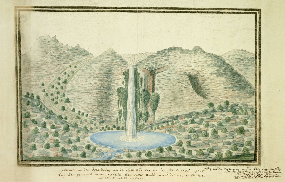 Waterfall at Drakenstein at the source of the Great Berg River, Robert Jacob Gordon, 1777 - 1786