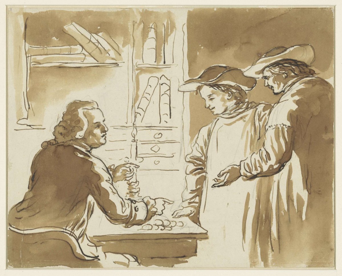 Interior with three men, anonymous, 1700 - 1800