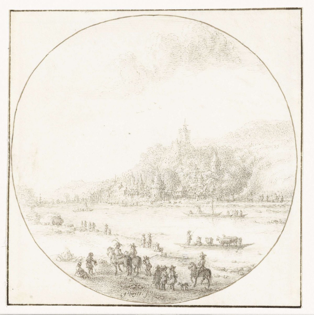 Rivierlandschap, Gilles Neyts, 1633 - 1687
