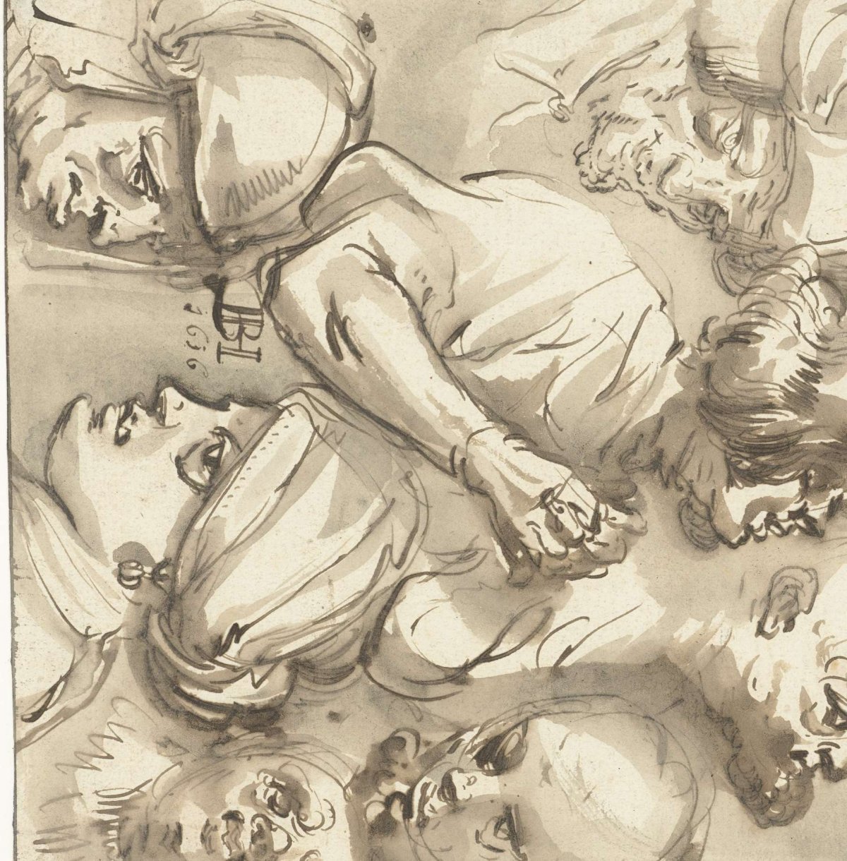 Sketch sheet with seven heads, Jan Philipsz. van Bouckhorst, 1616