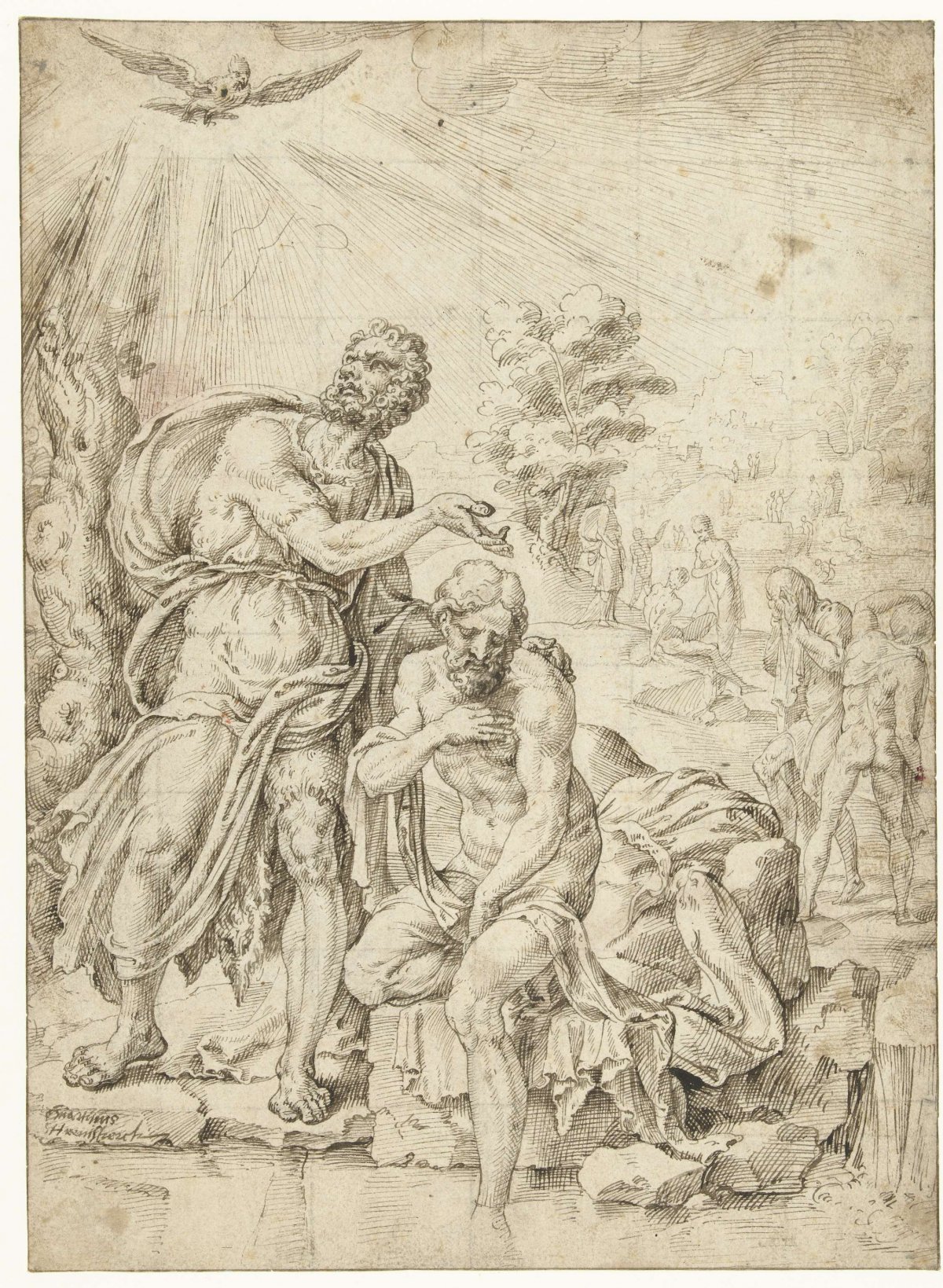 Baptism of Christ, Maarten van Heemskerck, 1545 - 1555