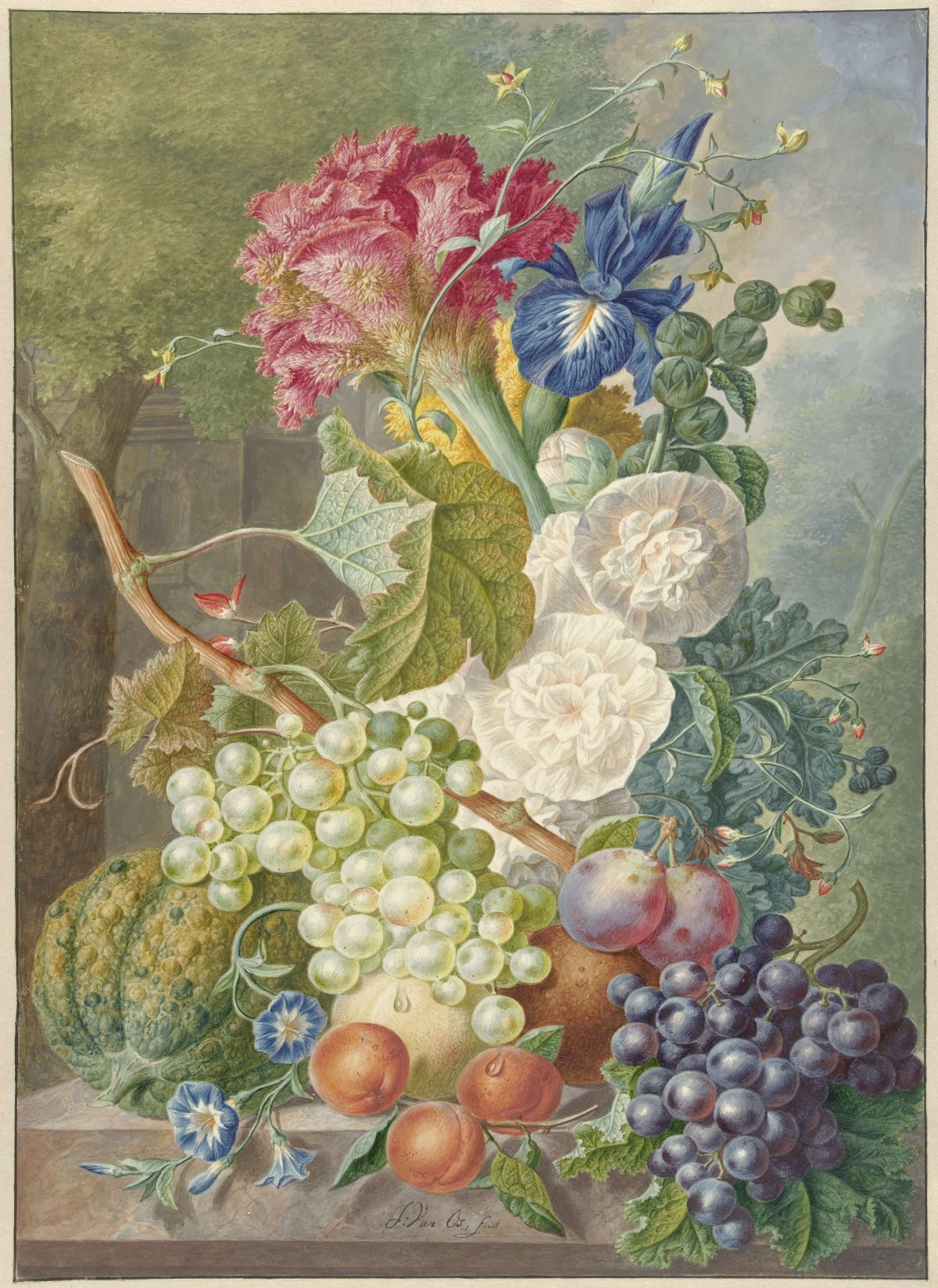 Still Life with Flowers and Fruit, Jan van Os, c. 1775 - c. 1800
