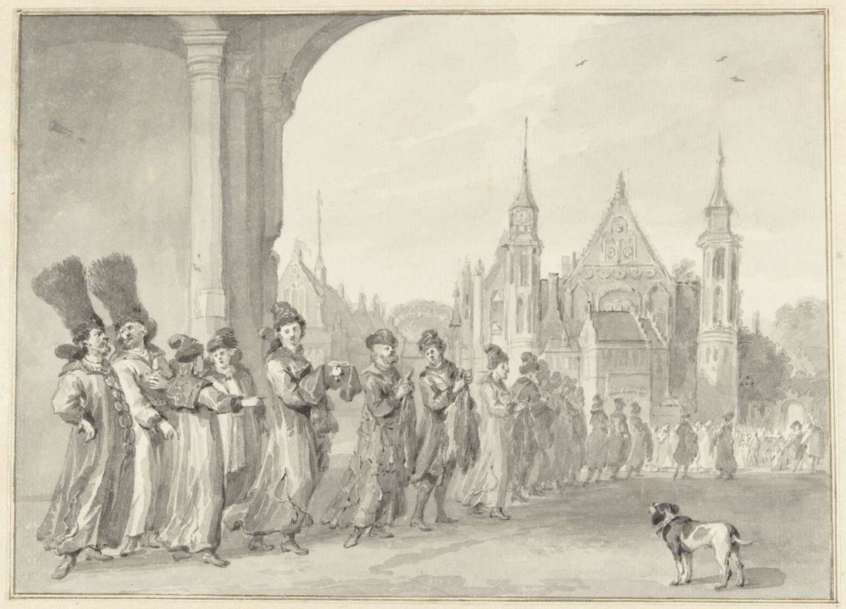 The envoy of the Czar of Muscovia on its way to the State Assembly in The Hague, Nov. 4, 1631, Aert Schouman, 1782