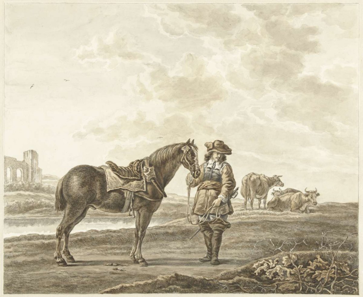 Rider in landscape, Abraham Delfos, 1741 - 1820