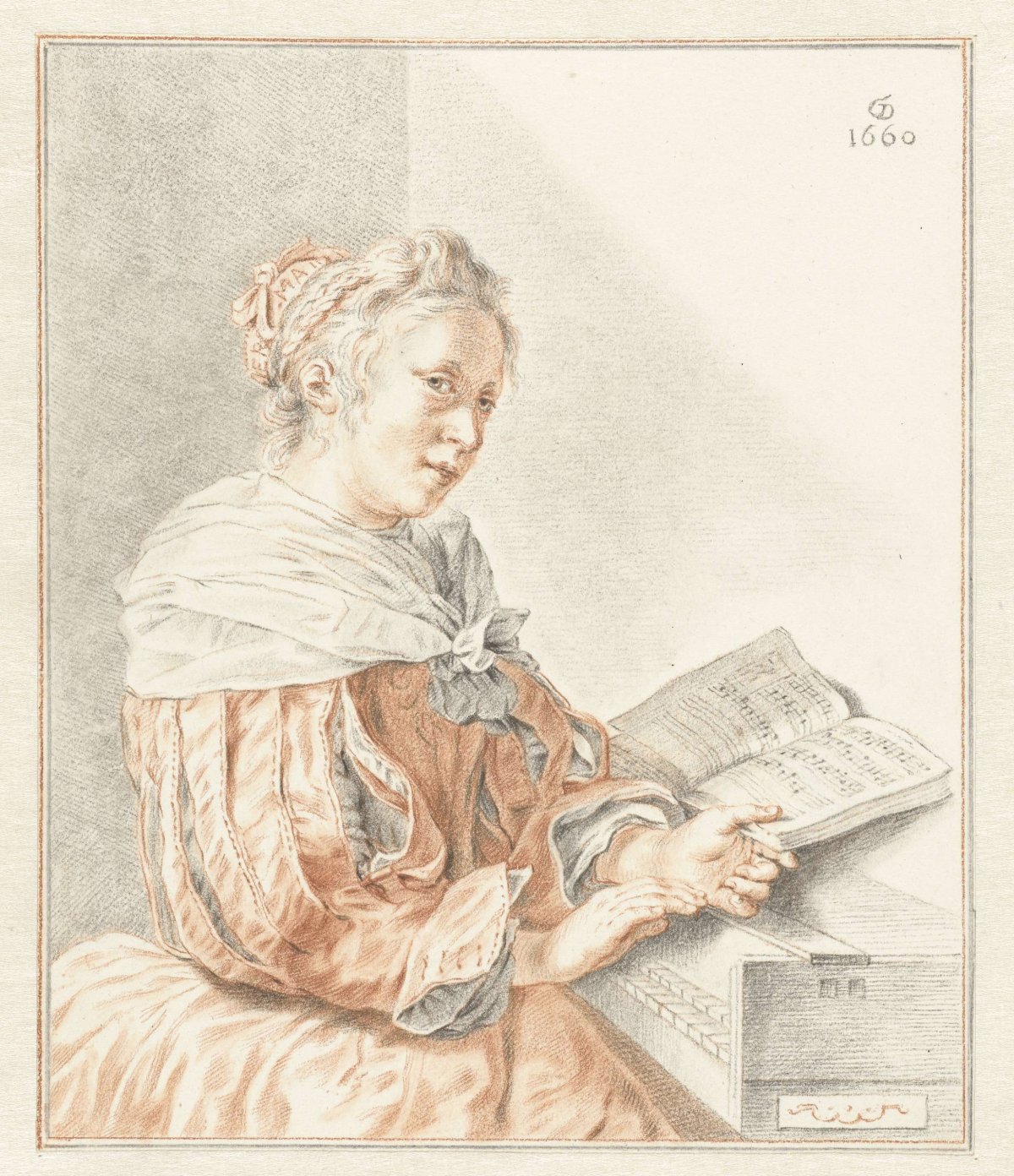 Lady at spinet, Abraham Delfos, 1798