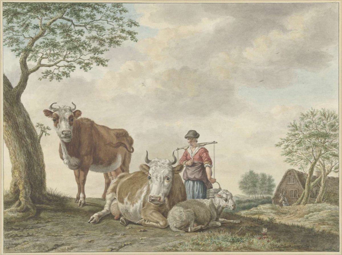 Melkmeisje, Abraham Delfos, 1793