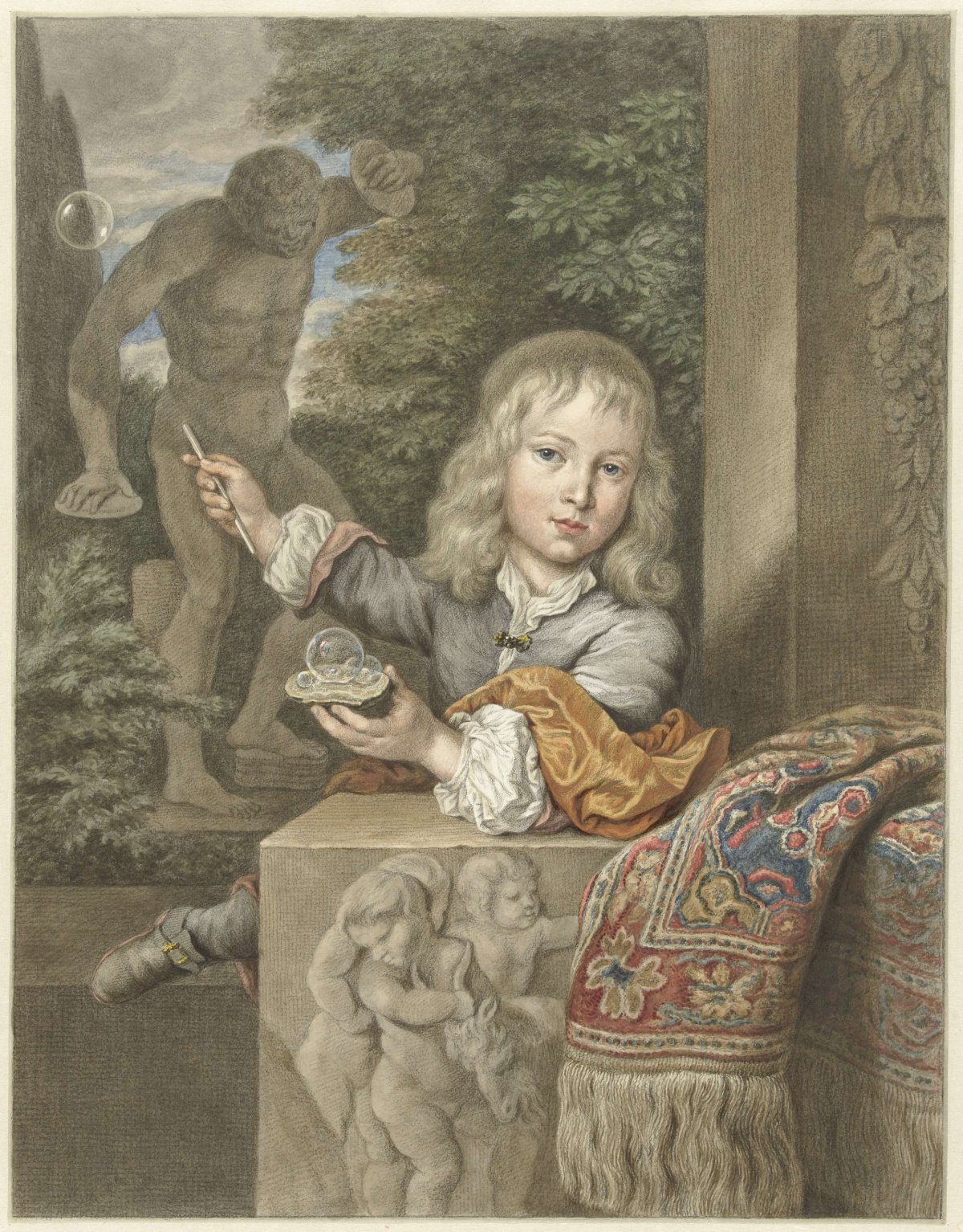 Bubble-blowing boy, Abraham Delfos, 1741 - 1820